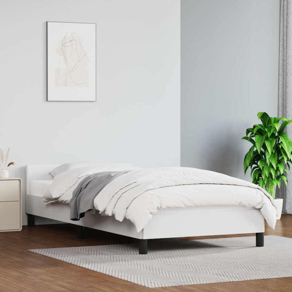 vidaXL Sängram med huvudgavel utan madrass vit 100x200 cm