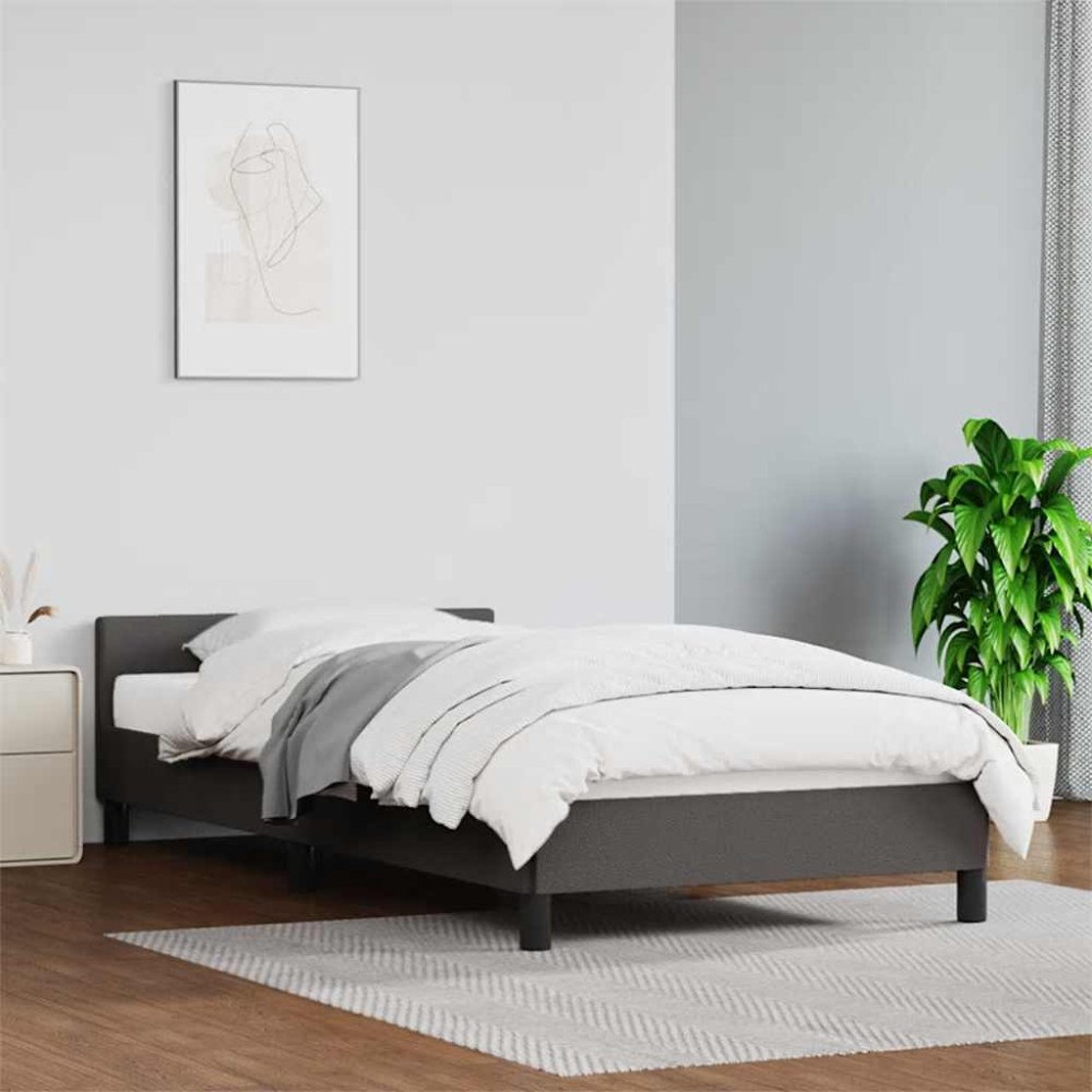 vidaXL Sängram med huvudgavel utan madrass grå 100x200 cm