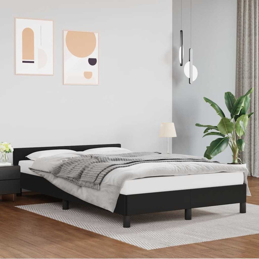 vidaXL Sängram med huvudgavel utan madrass svart 120x200 cm