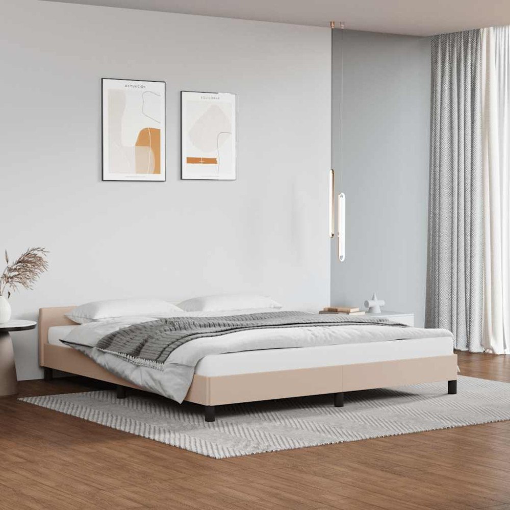 vidaXL Sängram med huvudgavel utan madrass cappuccino 160x200 cm