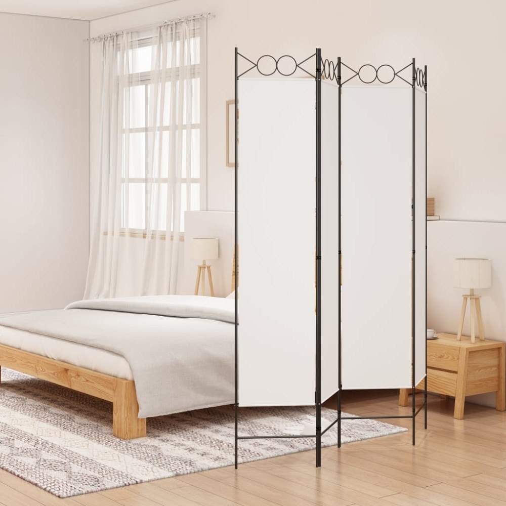 vidaXL Rumsavdelare 4 paneler vit 160x200 cm tyg