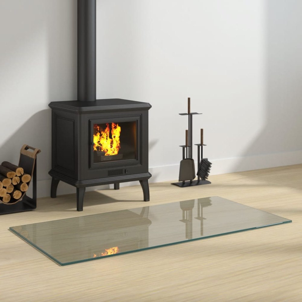 vidaXL Glasskiva för öppen spis rektangulär 100x50 cm