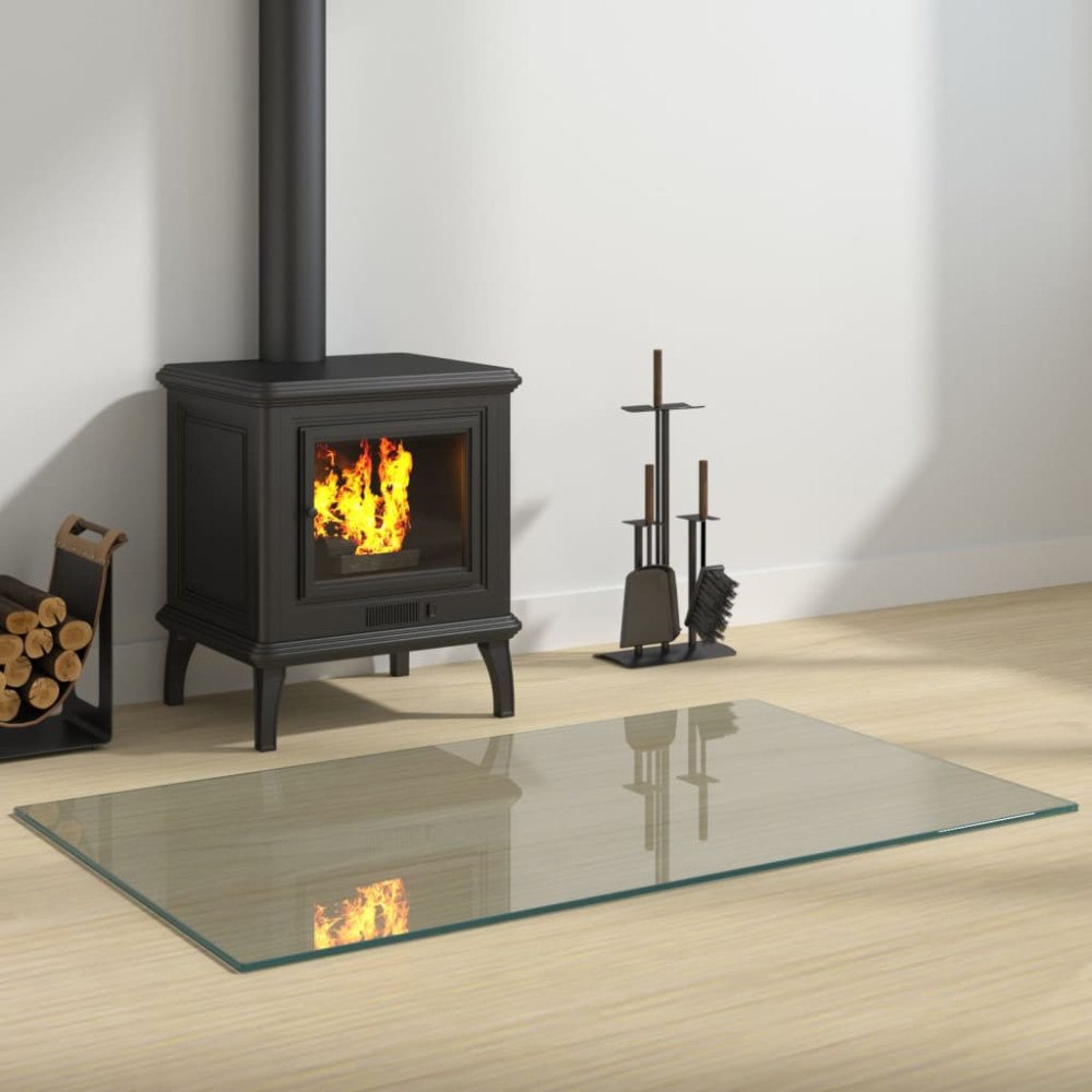 vidaXL Glasskiva för öppen spis rektangulär 100x60 cm