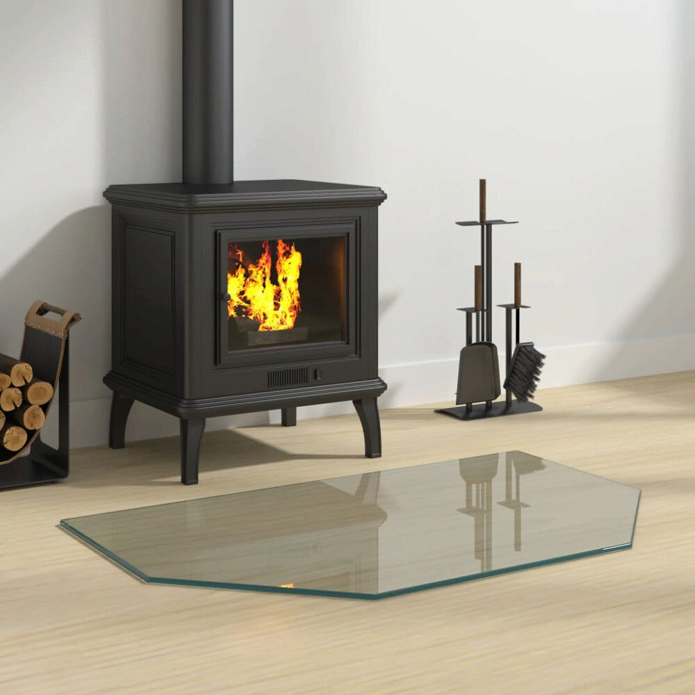 vidaXL Glasskiva för öppen spis sexkantig 80x50 cm