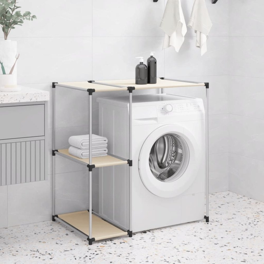 vidaXL Hylla för tvättmaskin gräddvit 87x55x90,5 cm järn