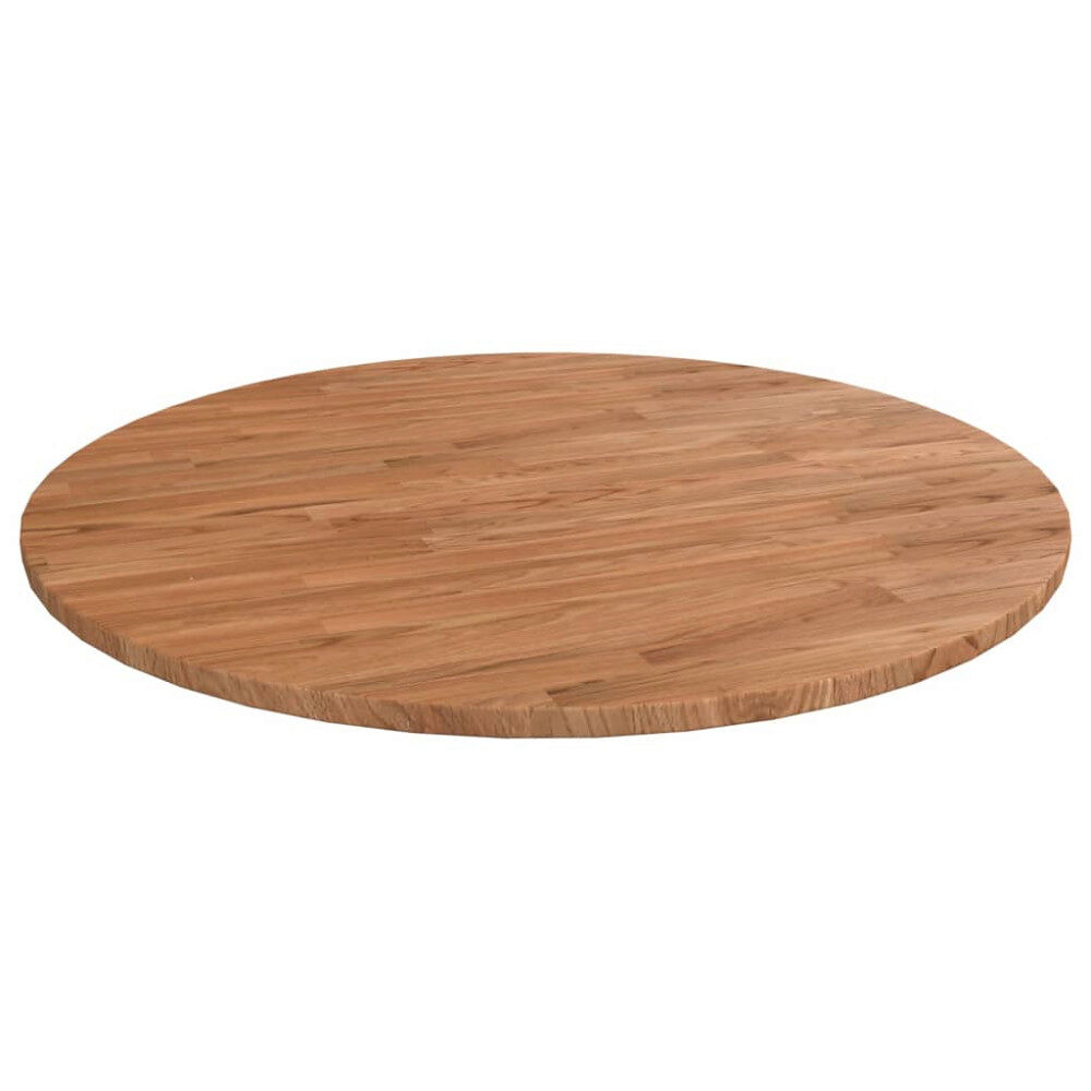 vidaXL Rund bordsskiva ljusbrun Ø90x1,5 cm behandlad massiv ek