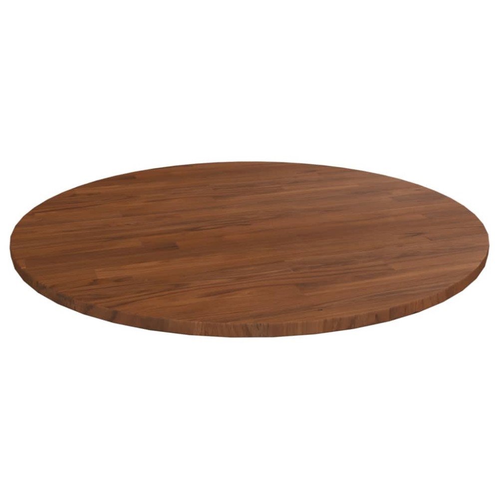 vidaXL Rund bordsskiva mörkbrun Ø90x1,5 cm behandlad massiv ek