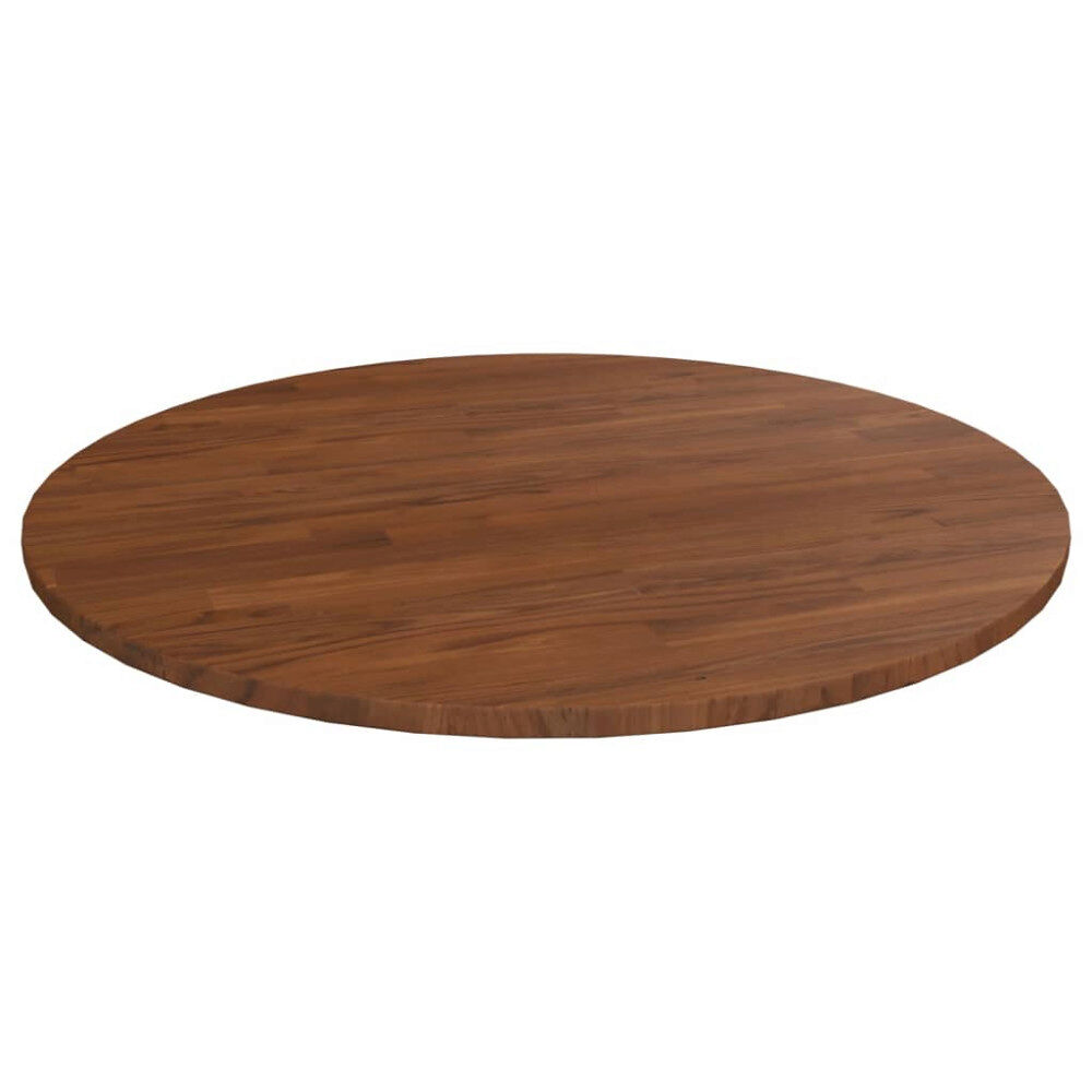 vidaXL Rund bordsskiva mörkbrun Ø90x1,5 cm behandlad massiv ek