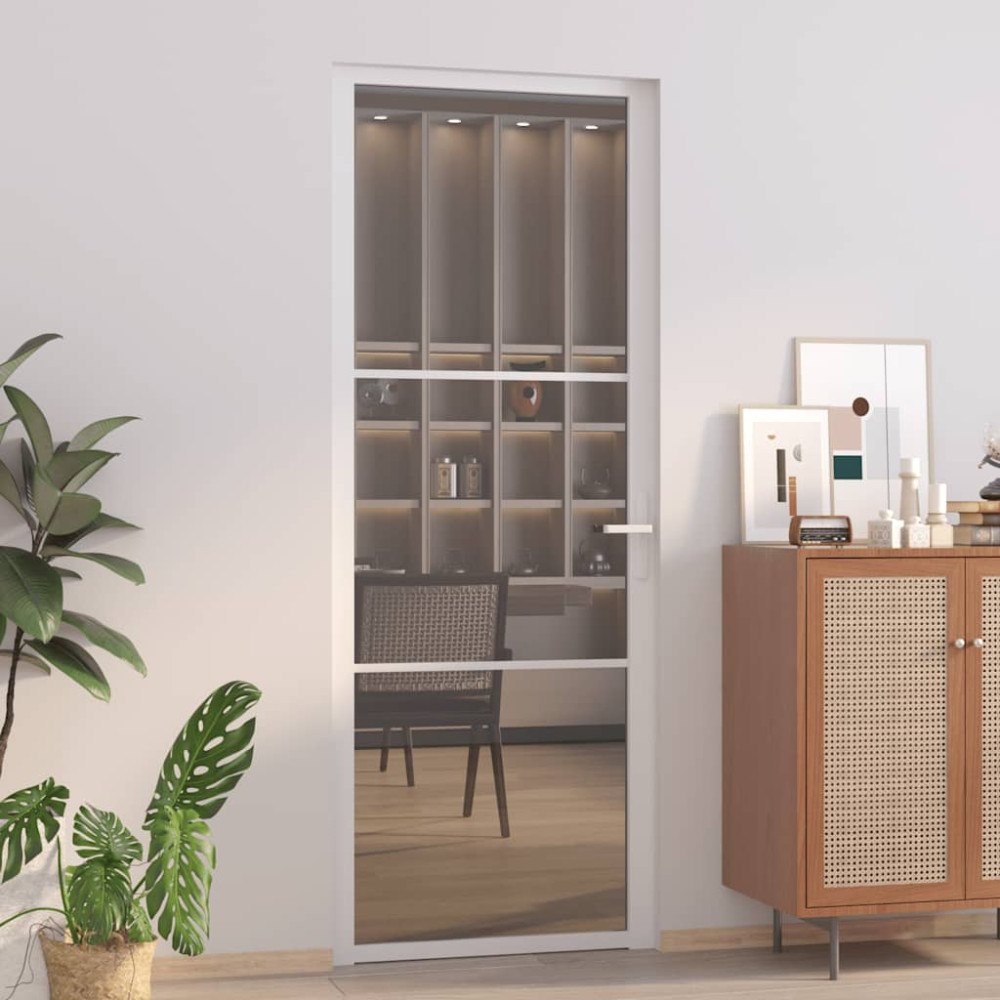vidaXL Innerdörr 76x201,5 cm vit ESG-glas och aluminium