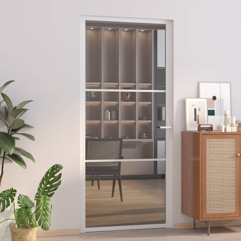 vidaXL Innerdörr 93x201,5 cm vit ESG-glas och aluminium