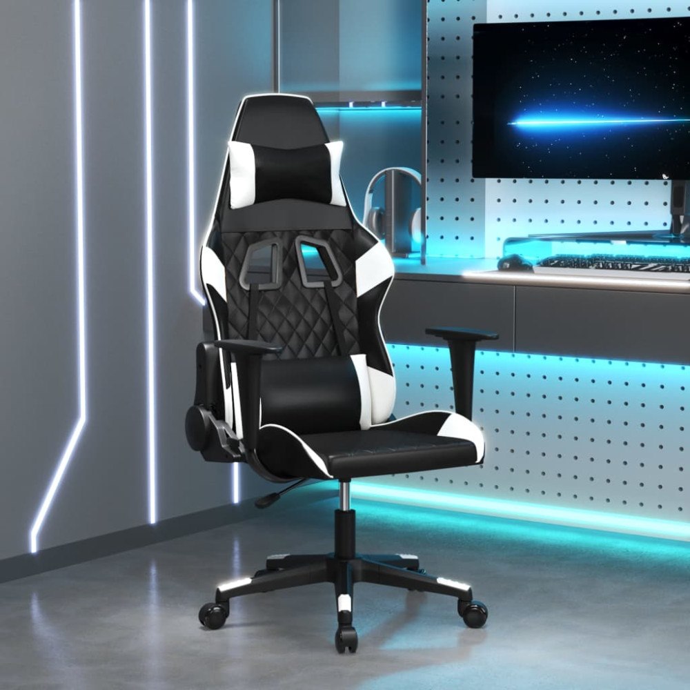 vidaXL Gamingstol svart och vit konstläder