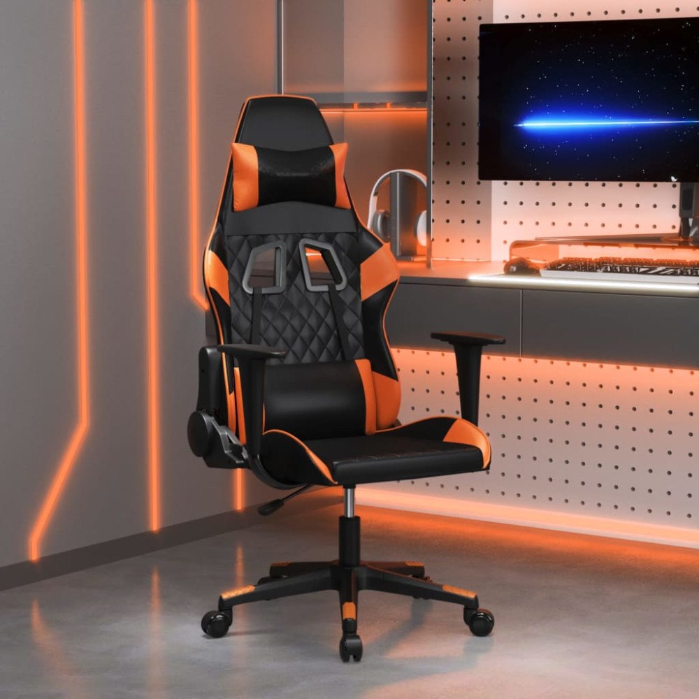 vidaXL Gamingstol svart och orange konstläder