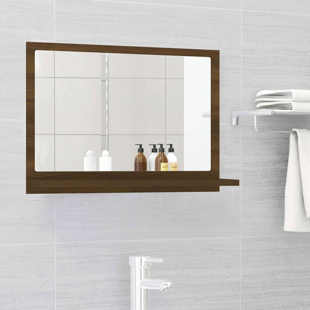 vidaXL Badrumsspegel brun ek 60x10,5x37 cm konstruerat trä