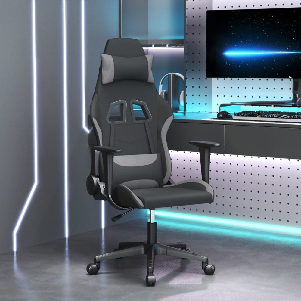 vidaXL gamingstol svart och ljusgrå tyg