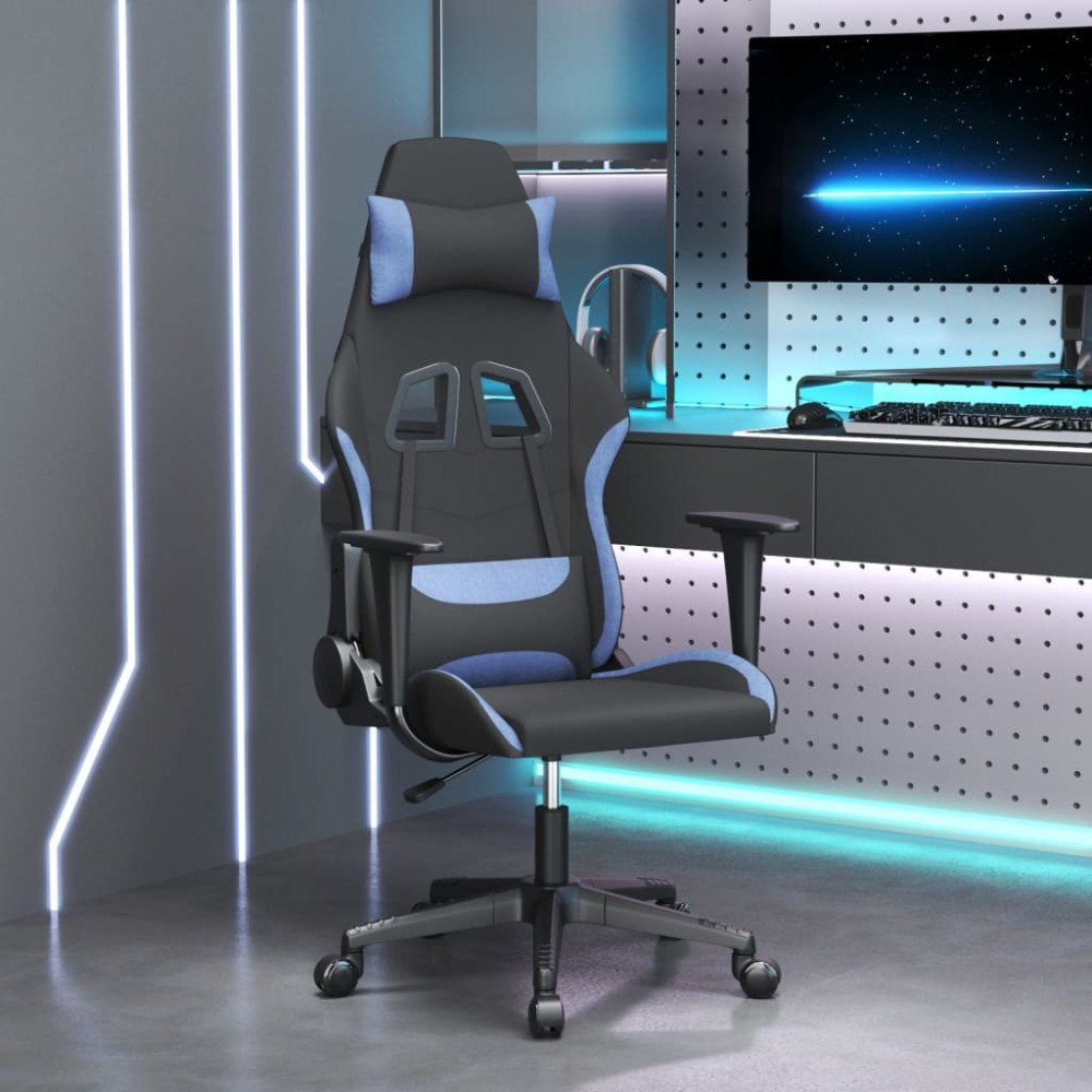 vidaXL Gamingstol svart och blå tyg
