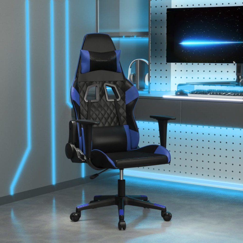 vidaXL Gamingstol svart och blå konstläder