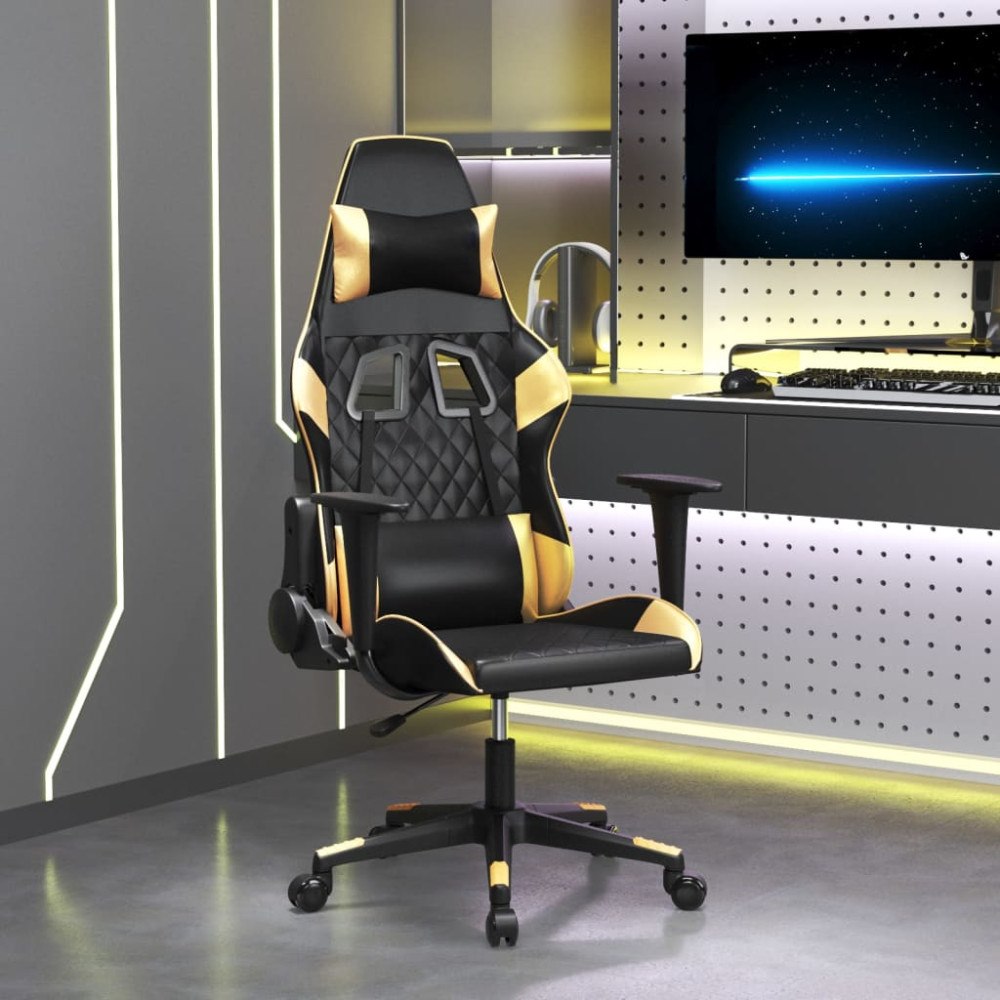 vidaXL Gamingstol svart och guld konstläder