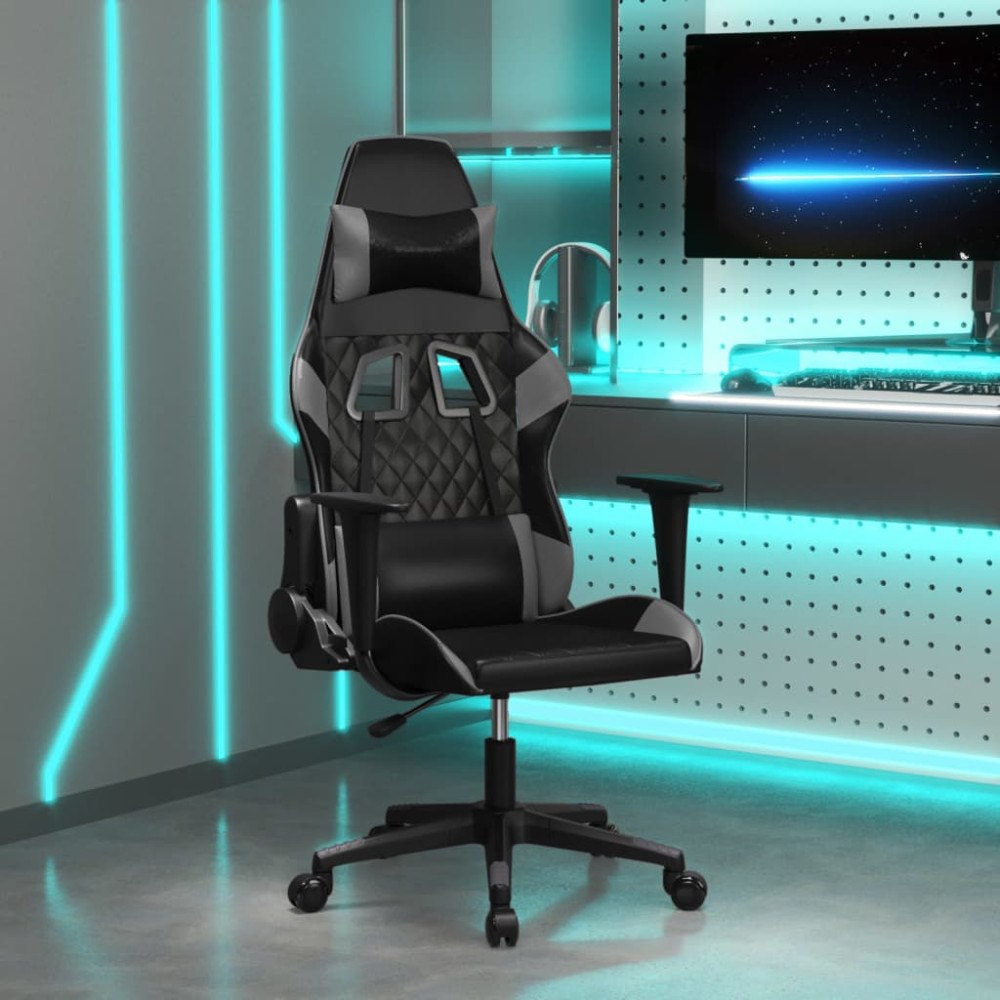 vidaXL Gamingstol svart och grå konstläder