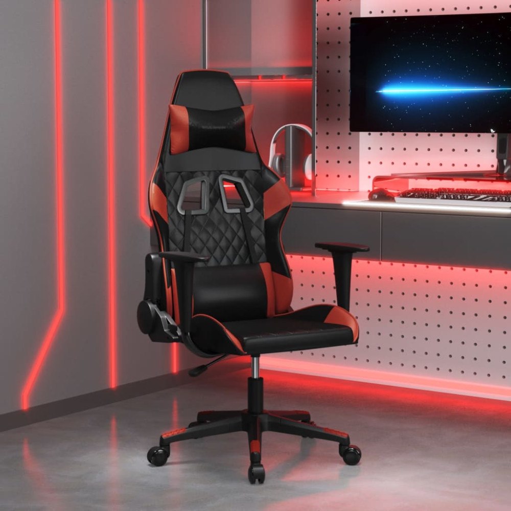 vidaXL Gamingstol svart och vinröd konstläder