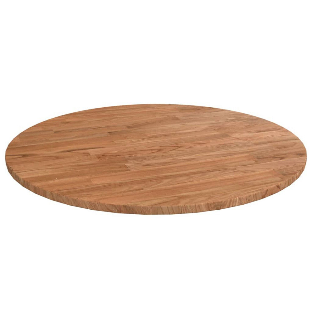 vidaXL Rund bordsskiva ljusbrun Ø50x1,5 cm behandlad massiv ek