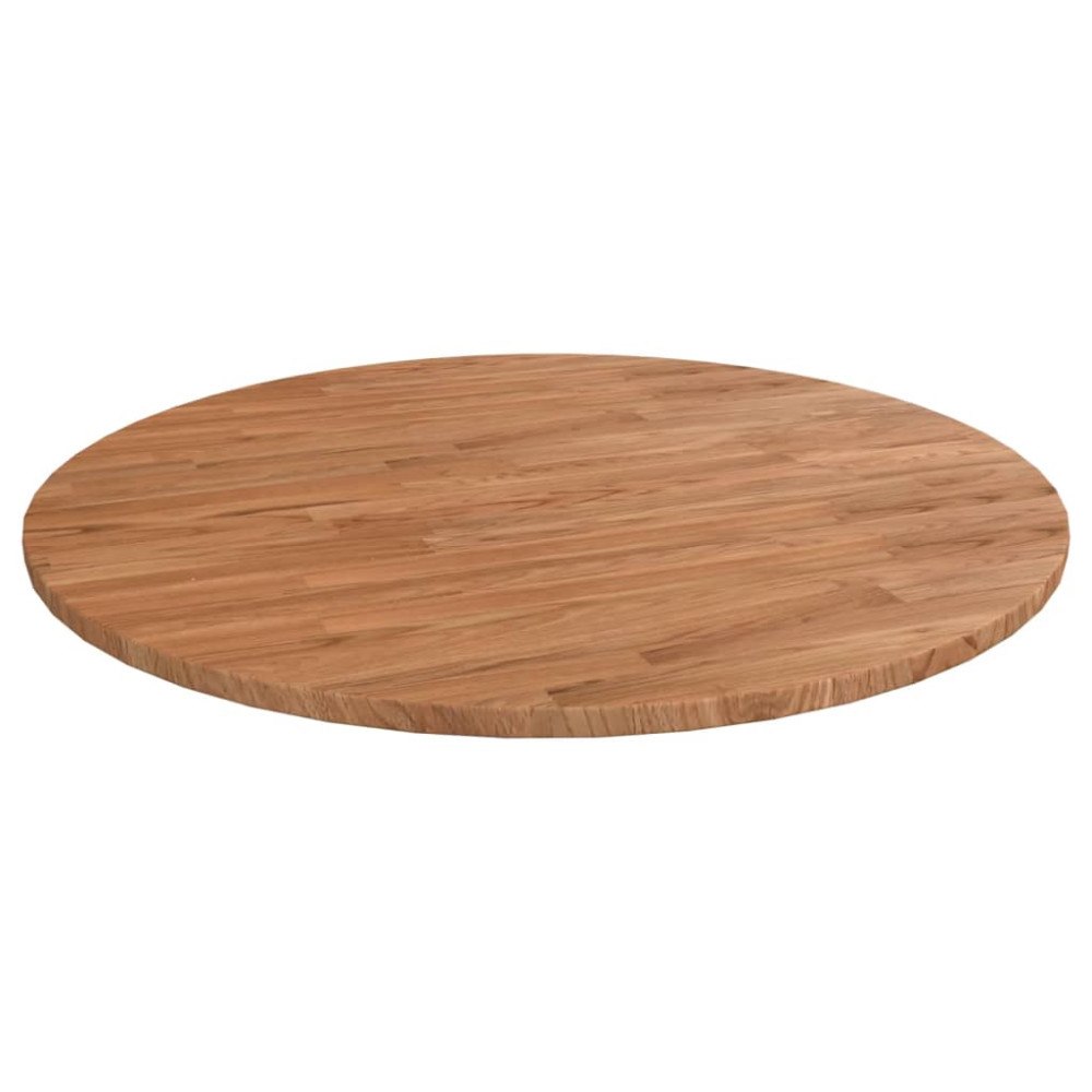 vidaXL Rund bordsskiva ljusbrun Ø70x1,5 cm behandlad massiv ek