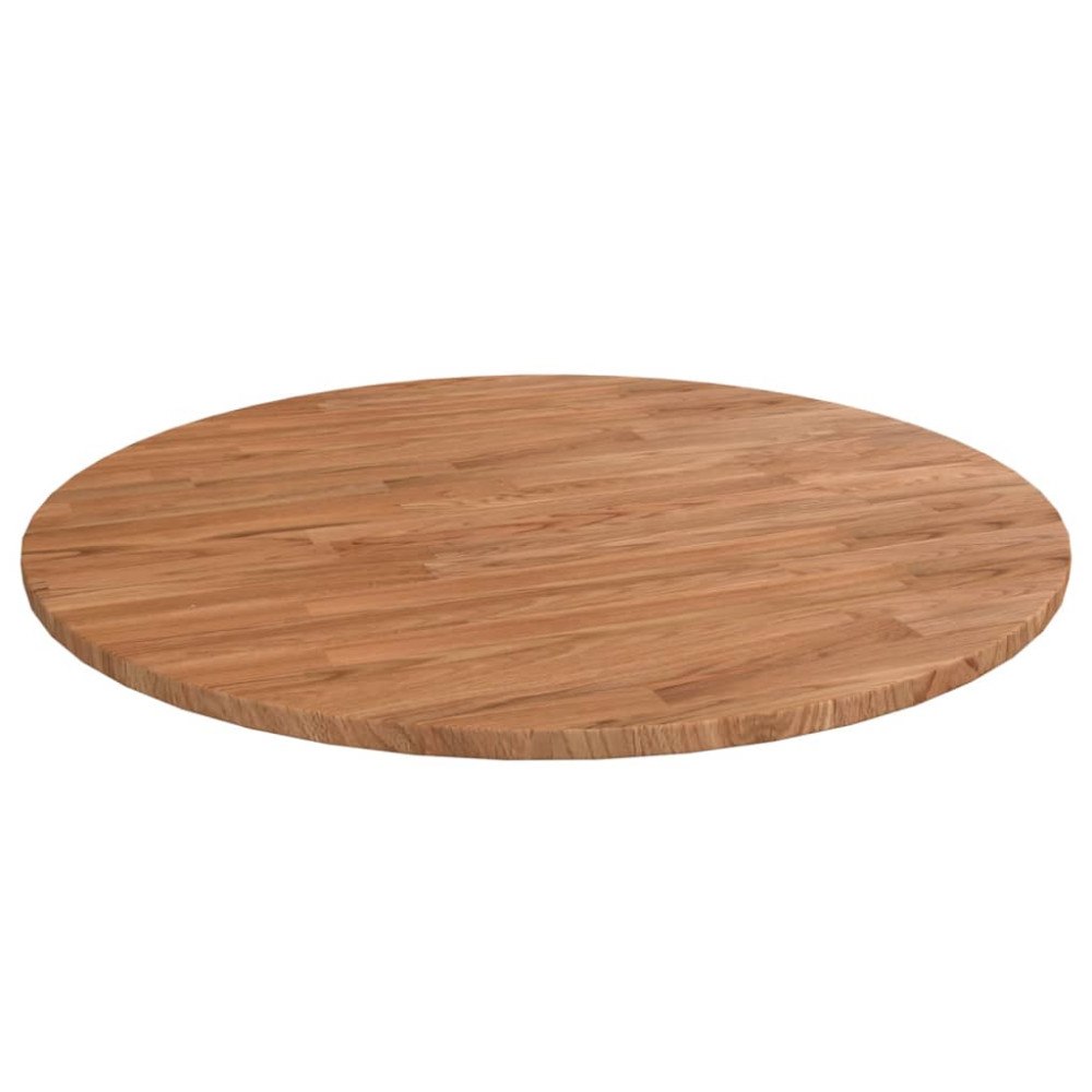 vidaXL Rund bordsskiva ljusbrun Ø80x1,5 cm behandlad massiv ek