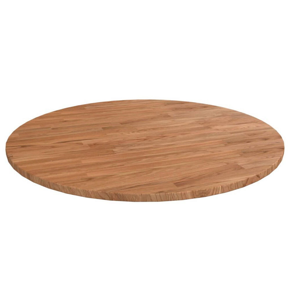 vidaXL Rund bordsskiva ljusbrun Ø80x1,5 cm behandlad massiv ek