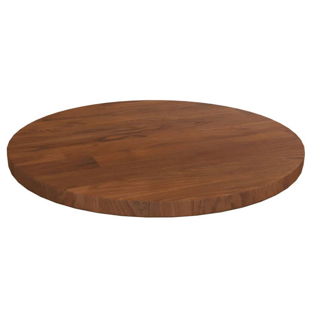 vidaXL Rund bordsskiva mörkbrun Ø30x1,5 cm behandlad massiv ek