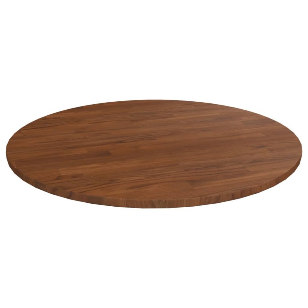 vidaXL Rund bordsskiva mörkbrun Ø70x1,5 cm behandlad massiv ek