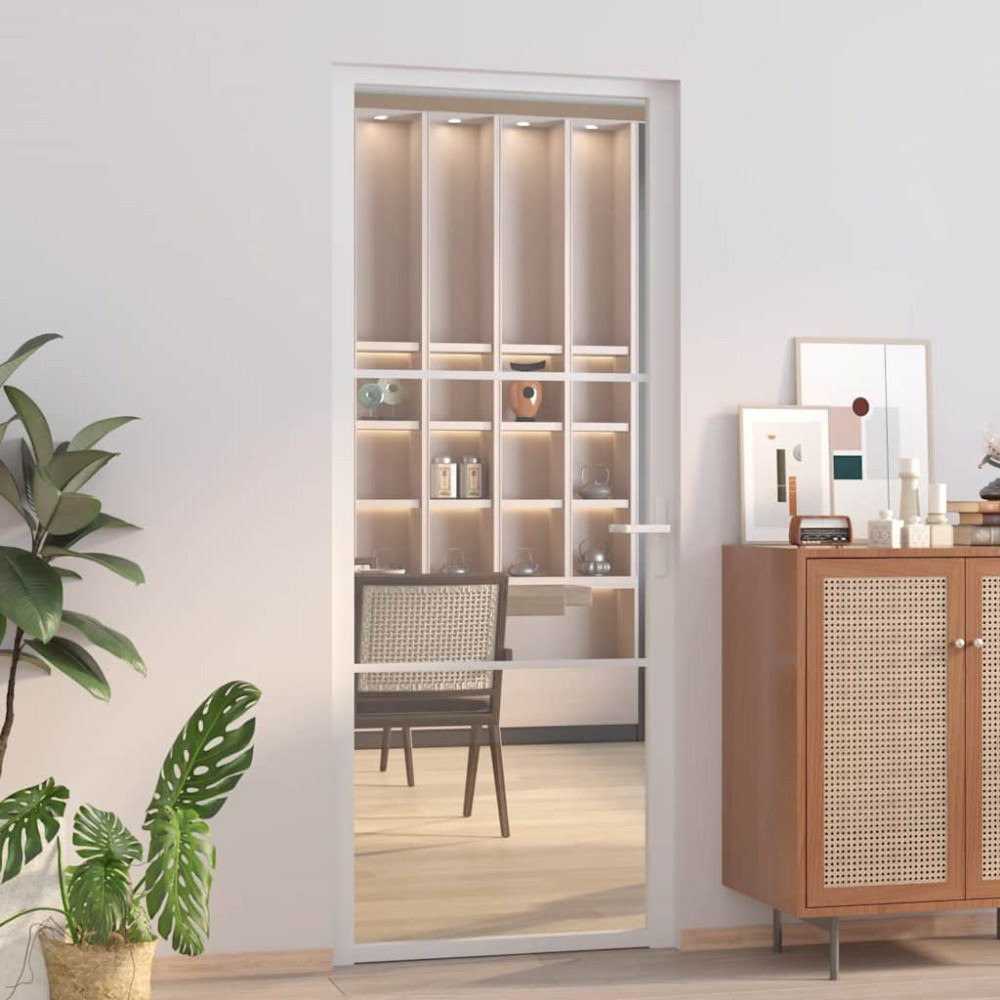 vidaXL Innerdörr 83x201,5 cm vit ESG-glas och aluminium