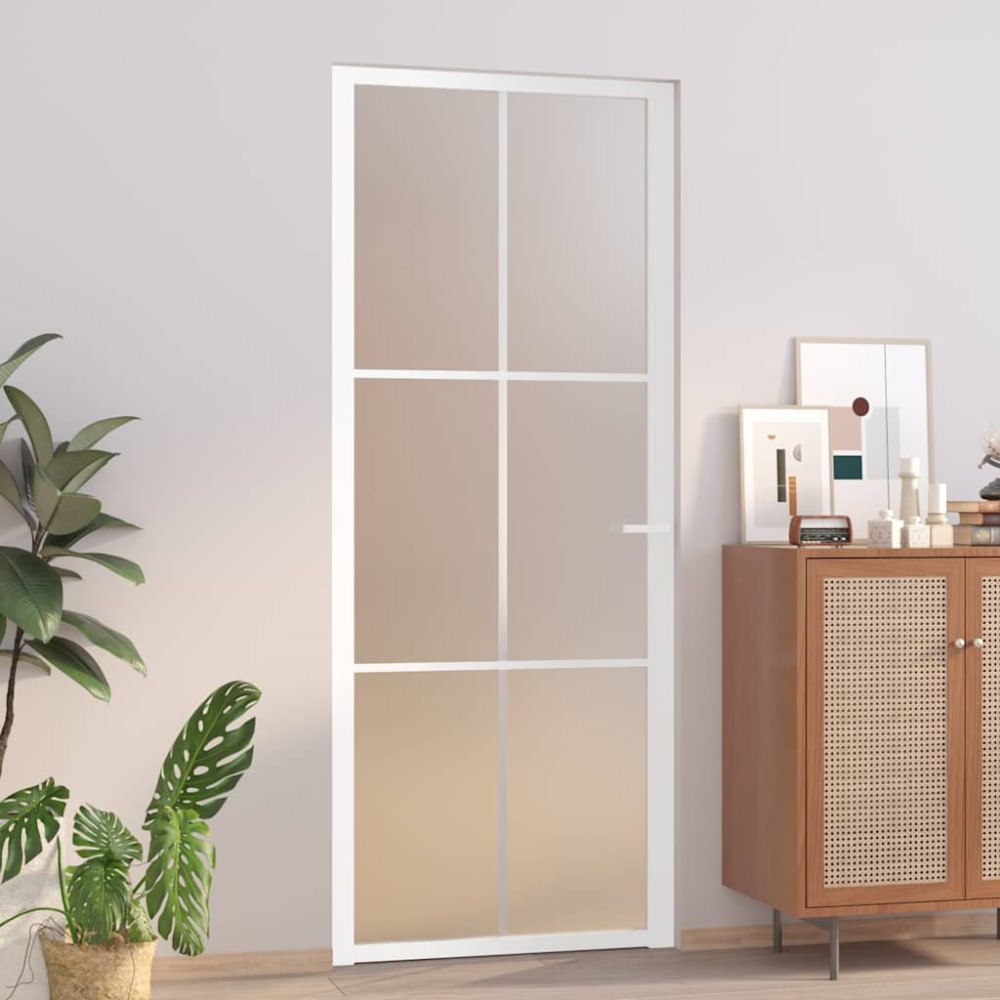 vidaXL Innerdörr 83x201,5 cm vit matt glas och aluminium
