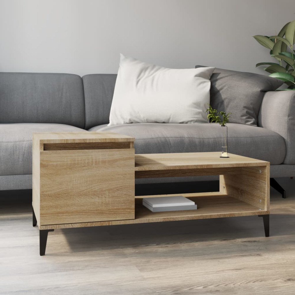vidaXL Soffbord sonoma-ek 100x50x45 cm konstruerat trä
