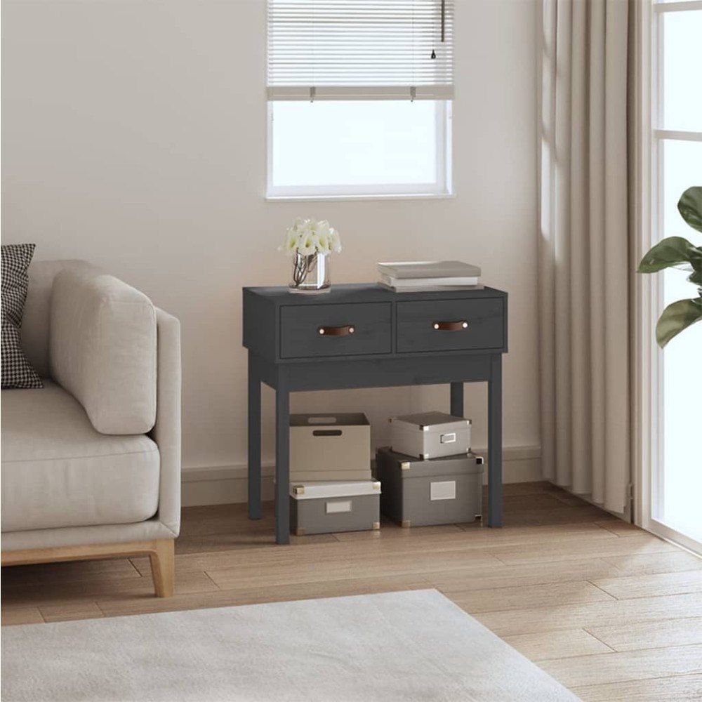 vidaXL Konsolbord grå 76,5x40x75 cm massiv furu