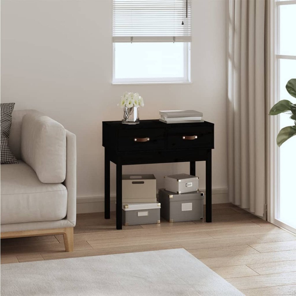 vidaXL Konsolbord svart 76,5x40x75 cm massiv furu