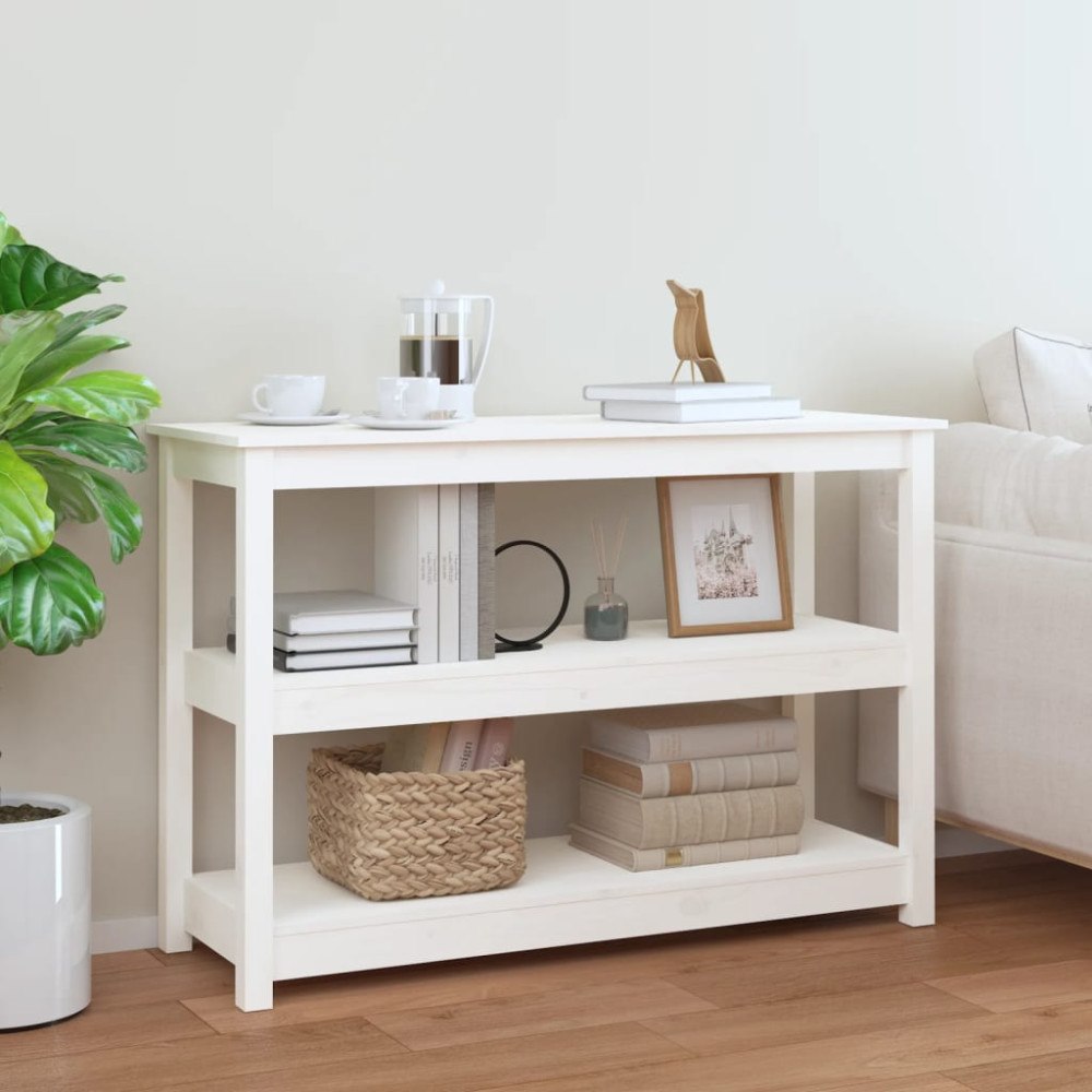 vidaXL Konsolbord vit 110x40x74 cm massiv furu