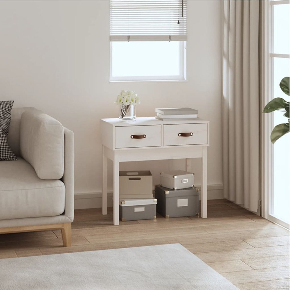 vidaXL Konsolbord vit 76,5x40x75 cm massiv furu