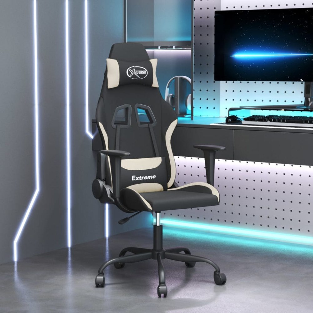 vidaXL Gamingstol svart och gräddvit tyg