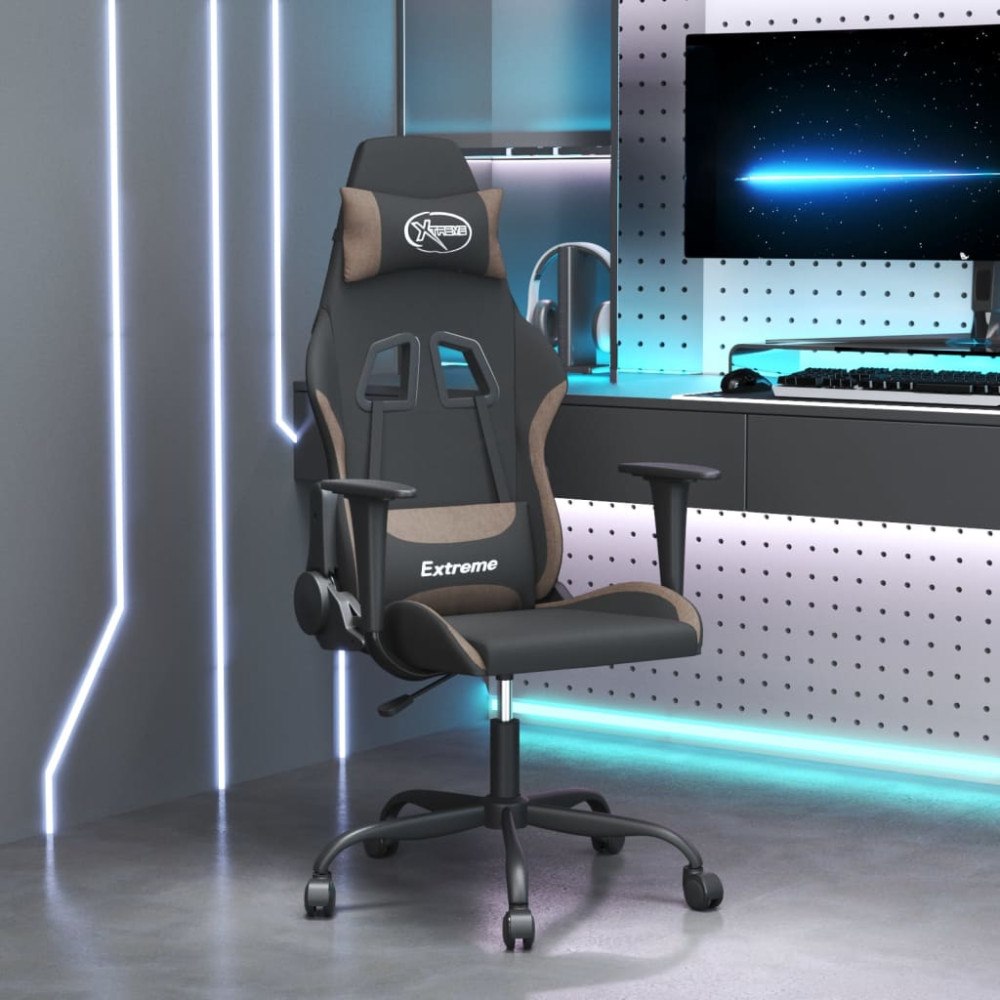 vidaXL Gamingstol svart och taupe tyg