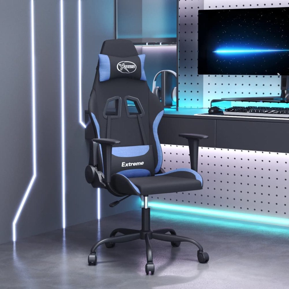vidaXL Gamingstol svart och blå tyg