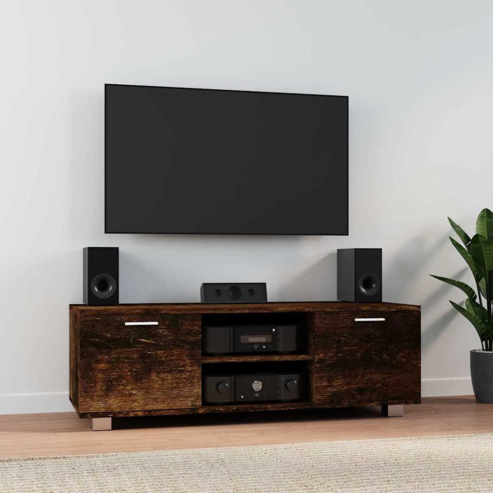 vidaXL Tv-bänk rökfärgad ek 120x40,5x35 cm konstruerat trä