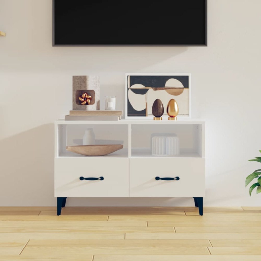 vidaXL Tv-bänk vit högglans 80x36x50 cm konstruerat trä