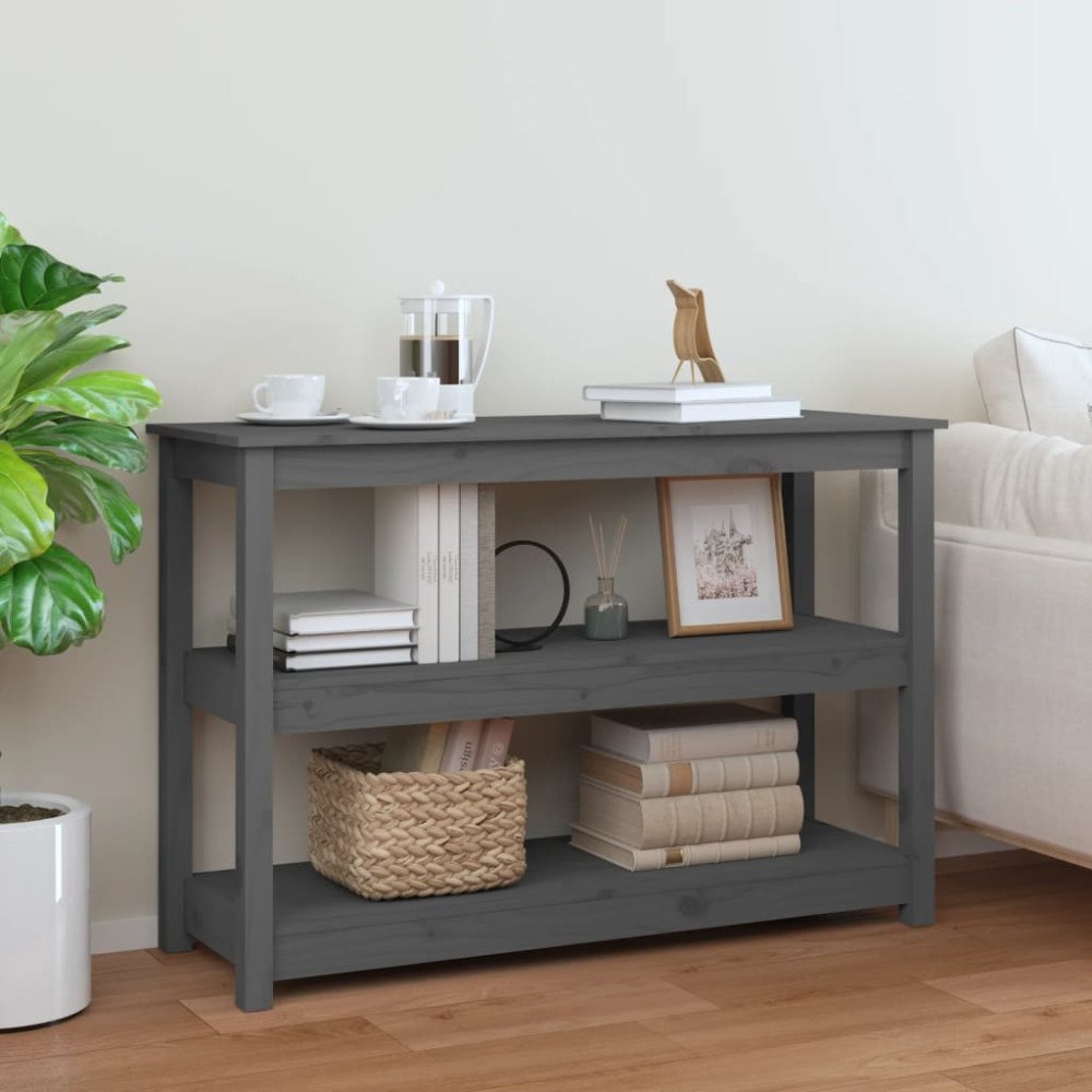 vidaXL Konsolbord grå 110x40x74 cm massiv furu