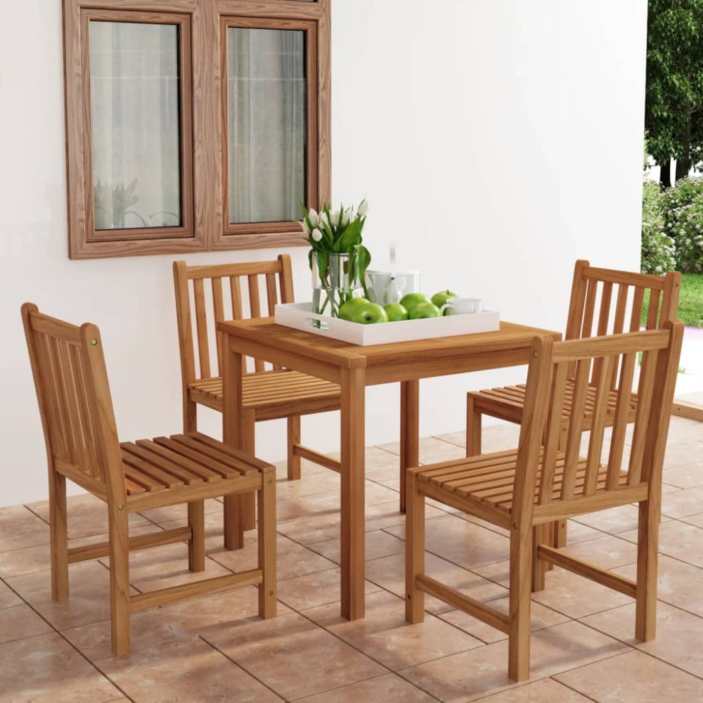 vidaXL 5-delad trädgårdsmatgrupp 80x80 cm massiv teak