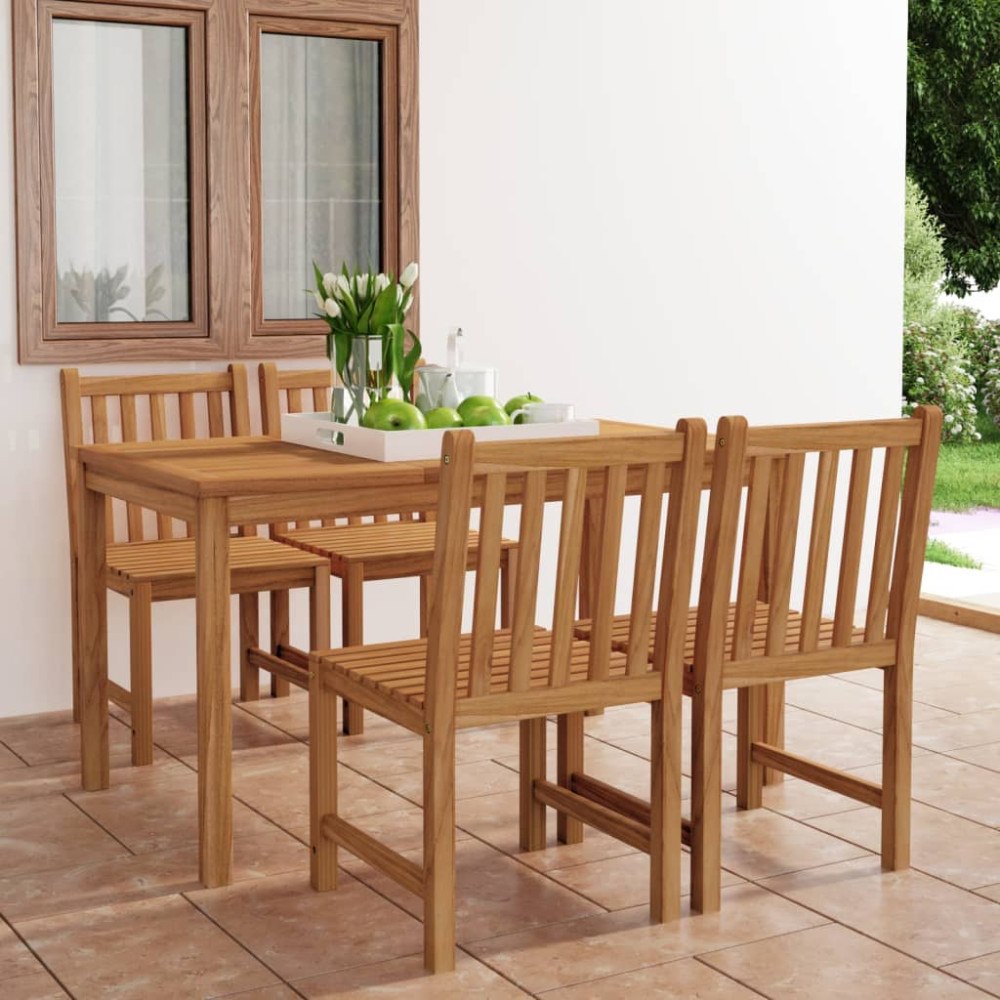 vidaXL 5-delad trädgårdsmatgrupp 140x80 cm massiv teak
