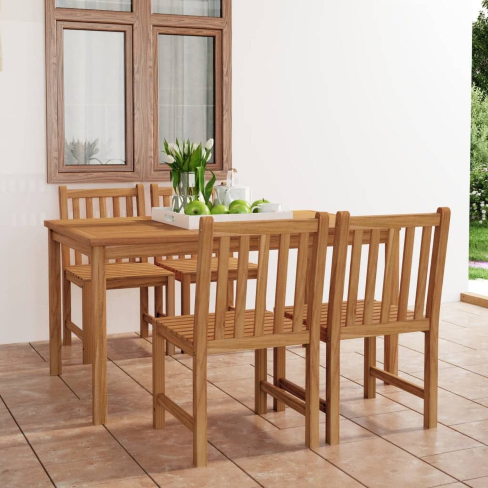 vidaXL 5-delad trädgårdsmatgrupp 150x90 cm massiv teak