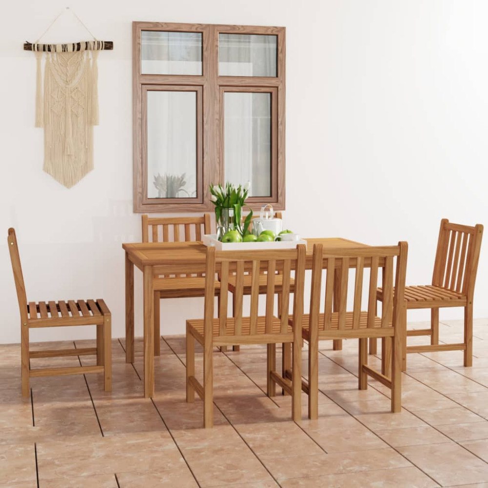 vidaXL 7-delad trädgårdsmatgrupp 150x90 cm massiv teak