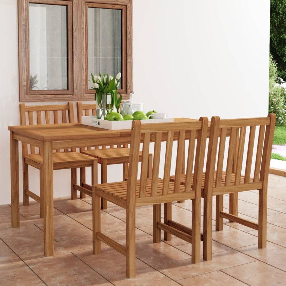 vidaXL 5-delad trädgårdsmatgrupp 160x80 cm massiv teak