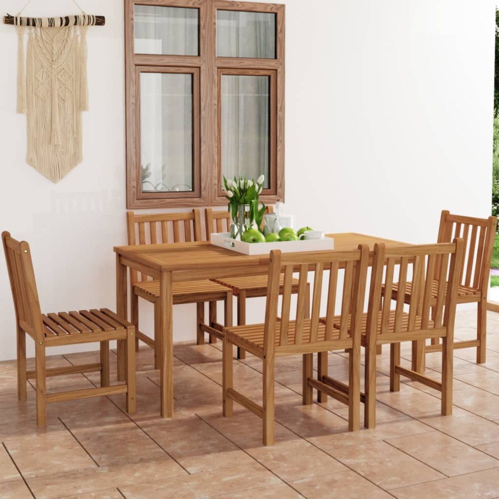 vidaXL 7-delad trädgårdsmatgrupp 160x80 cm massiv teak