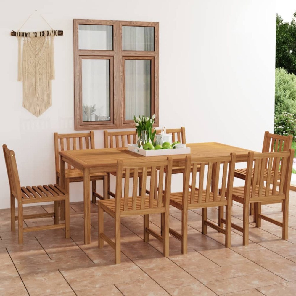 vidaXL 9-delad trädgårdsmatgrupp 200x100 cm massiv teak