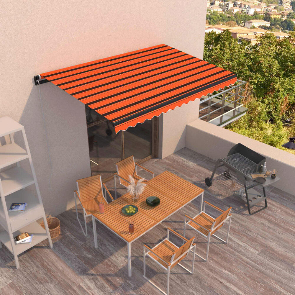 vidaXL Markis manuellt infällbar 400x350 cm orange och brun